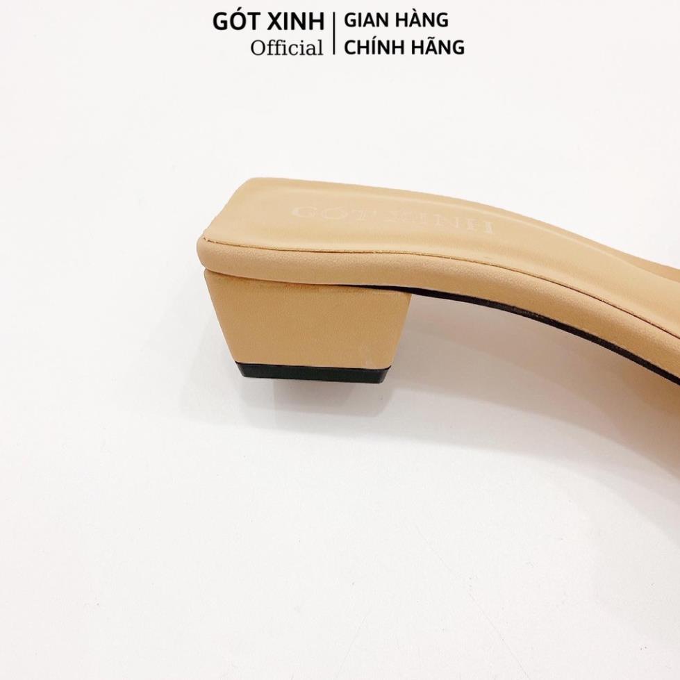 Dép cao gót GÓT XINH D57 quai ngang kim sa da lì đế cao 3cm WQ