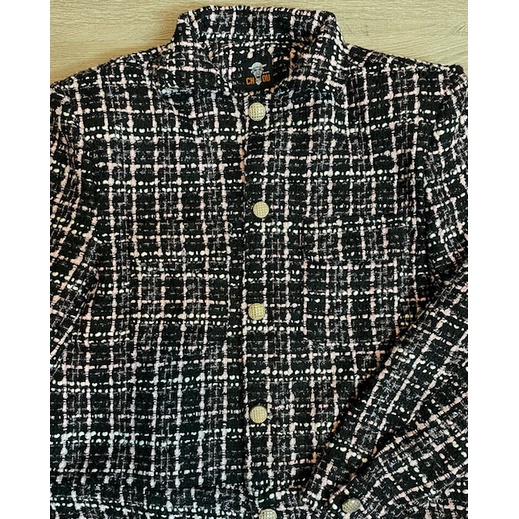 Áo dạ Tweed nam phong cách Hàn Quốc dáng rộng viền áo thêu đi tiệc đi chơi đi chơi đi sự kiện