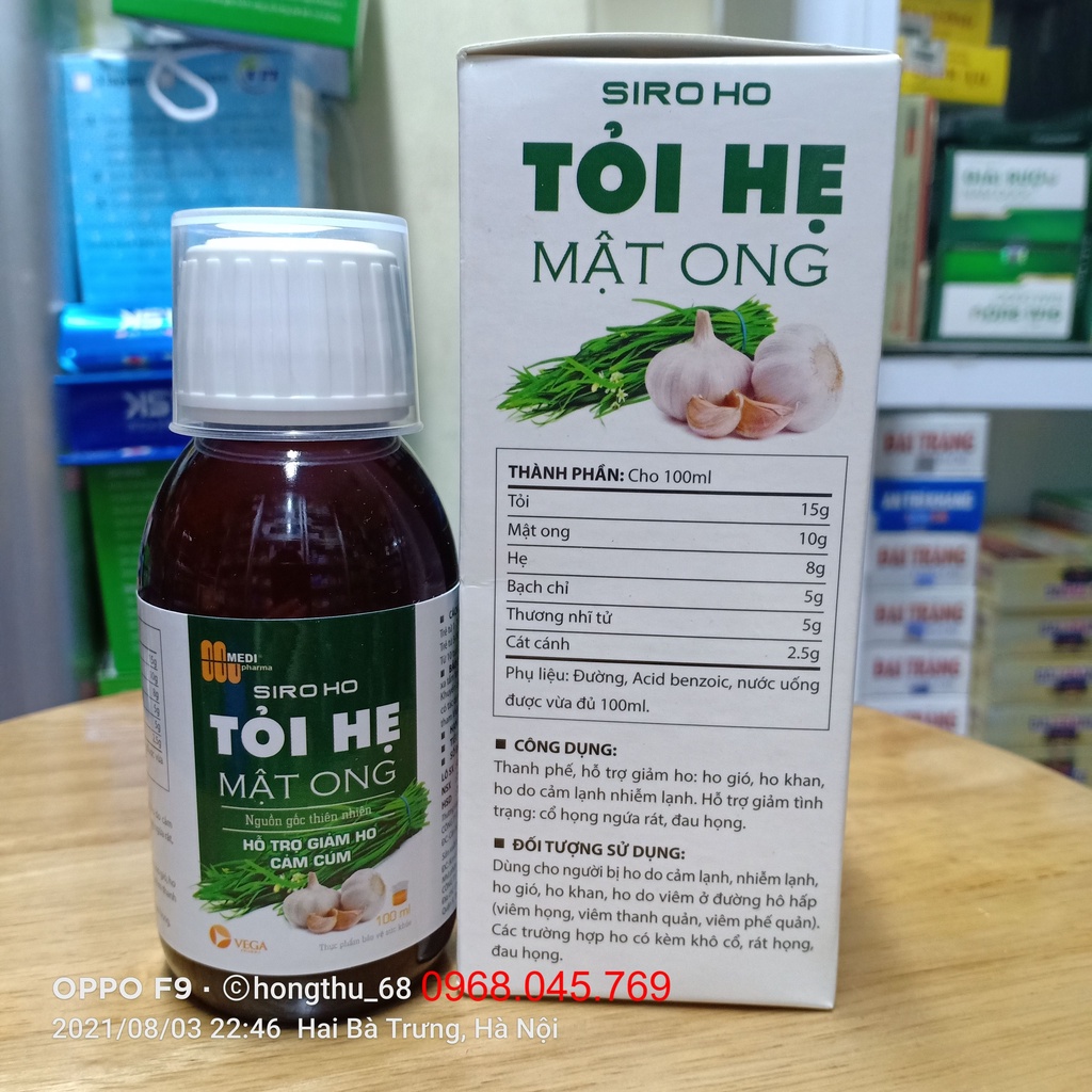 Siro TỎI HẸ MẬT ONG chai 100ml hỗ trợ giảm ho, cảm cúm