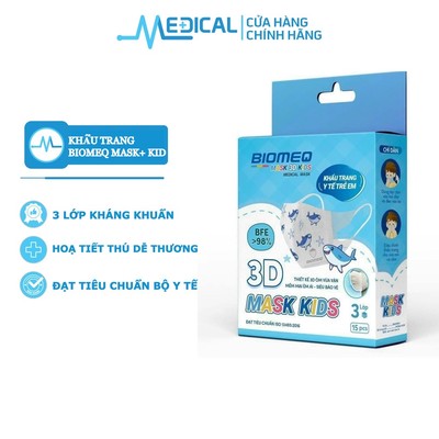 Khẩu trang y tế trẻ em kháng khuẩn 3 lớp BIOMEQ MASK+ KID cùng họa tiết dễ thương - MEDICAL