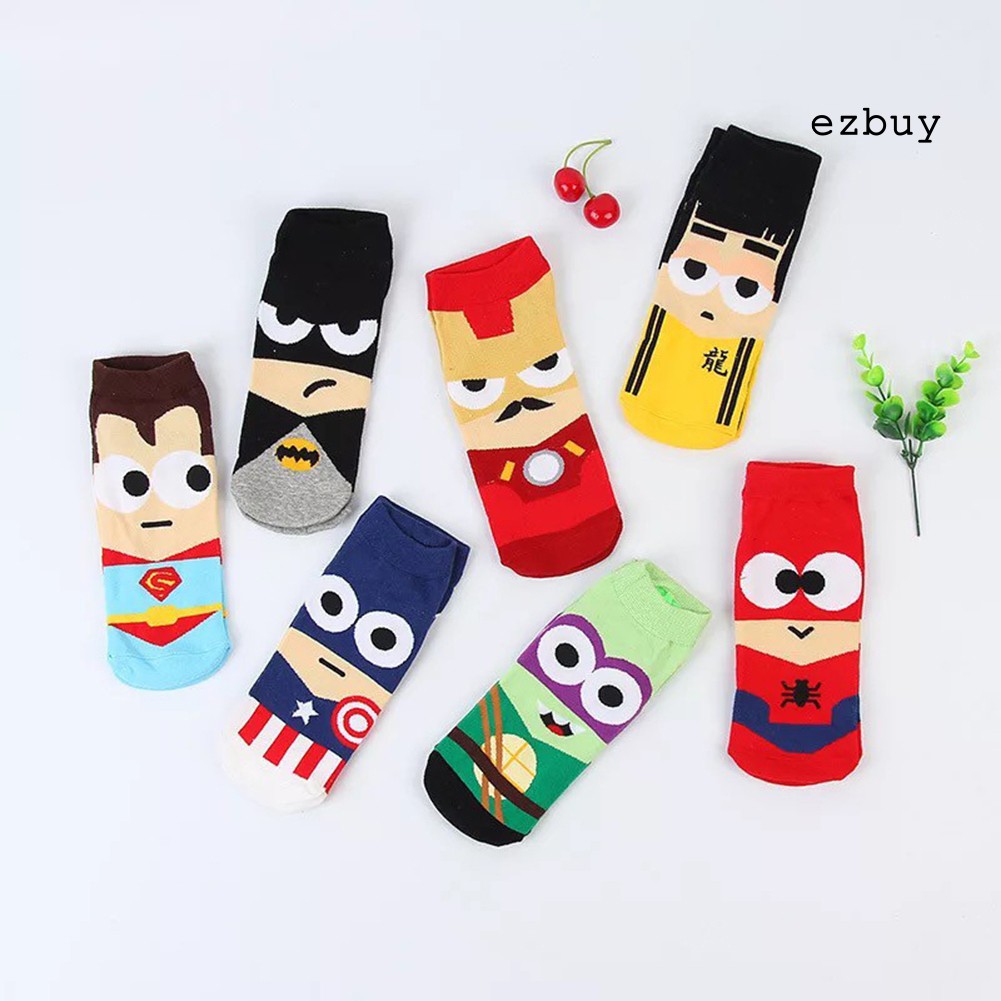 Đôi vớ unisex cổ ngắn vải cotton họa tiết siêu anh hùng thời trang độc đáo dành cho các cặp đôi