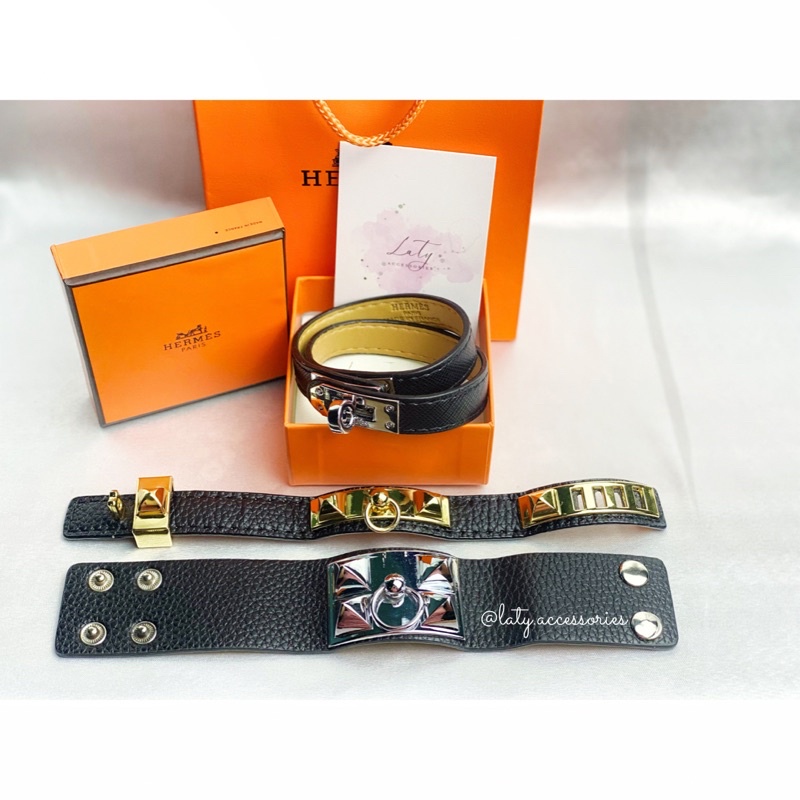 Vòng tay, Lắc tay da HM phối khoá bạc cá tính Laty Accessories