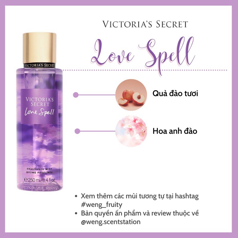 Xịt thơm toàn thân Bodymist Victoria’s Secret mùi Love Spell