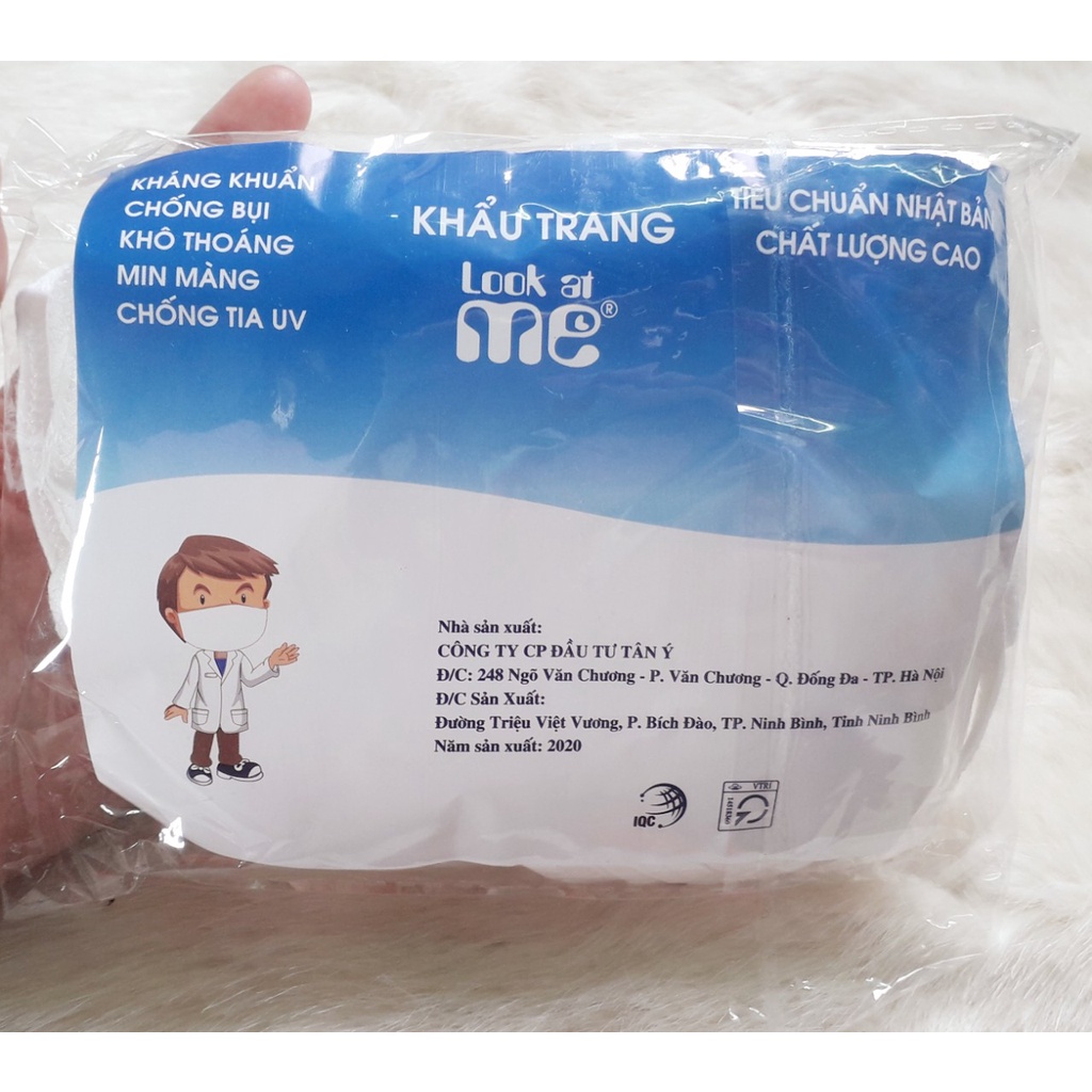 Túi 10 khẩu trang vải dệt kim kháng khuẩn, chống bụi, khẩu trang look at me hàng VN chất lượng cao