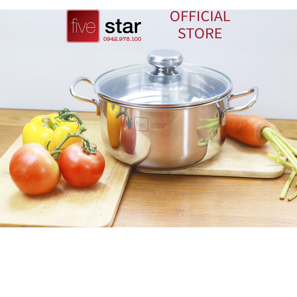 Nồi inox 3 đáy inox 430 FiveStar Standard nắp kính ( 16cm)