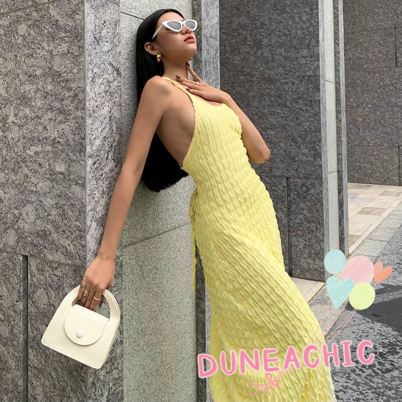 Đầm Maxi Hai Dây Trơn Màu Xinh Xắn Dành Cho Nữ