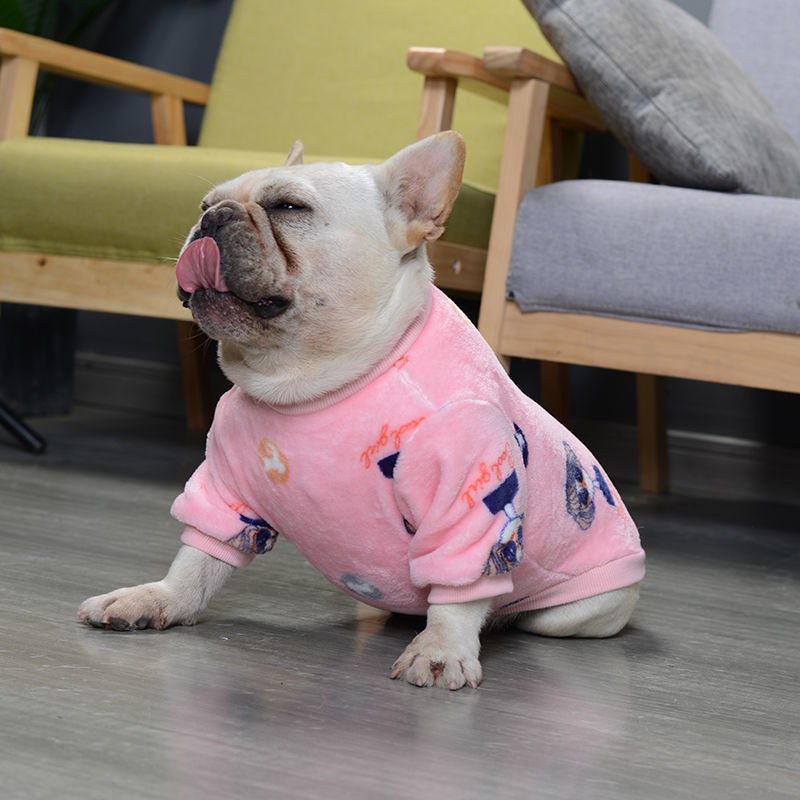 ✖☬Đồ ngủ sang trọng cho bulldog Pháp vào mùa thu và đông, quần áo chó cưng, Teddy Corgi, British Bulldog, ấm béo