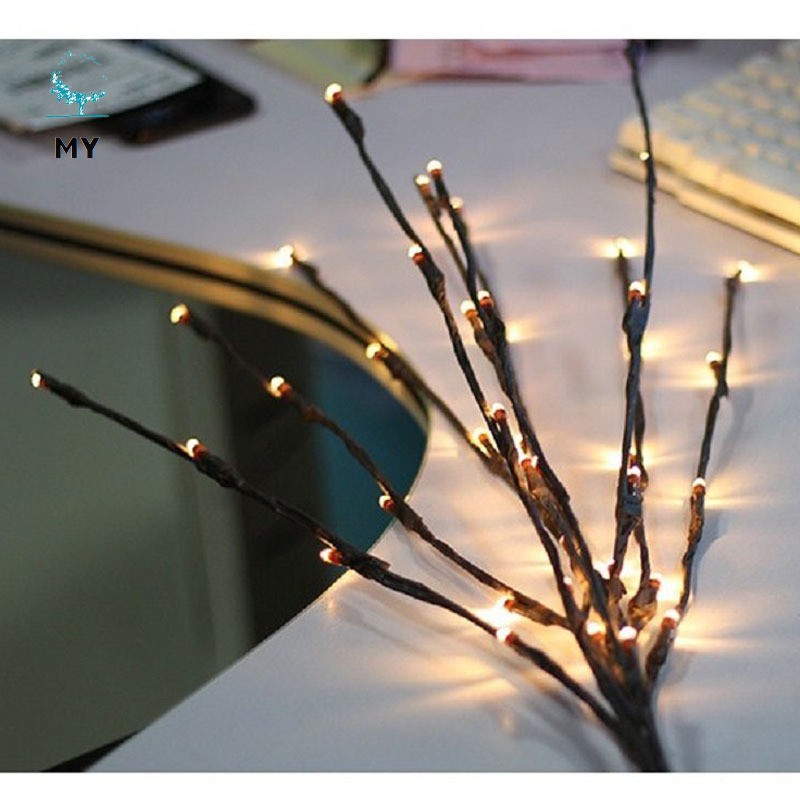 Creative 20 Leds Branch Lights Luminous Wedding Christmas Festival Home Decoration Romantic Willow Twig Branches Lamp