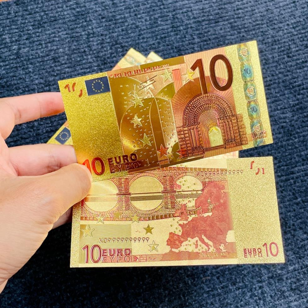 Tờ Tiền Kỉ Niệm 10 EURO Plastic Mạ Vàng Lì Xì Tết May Mắn