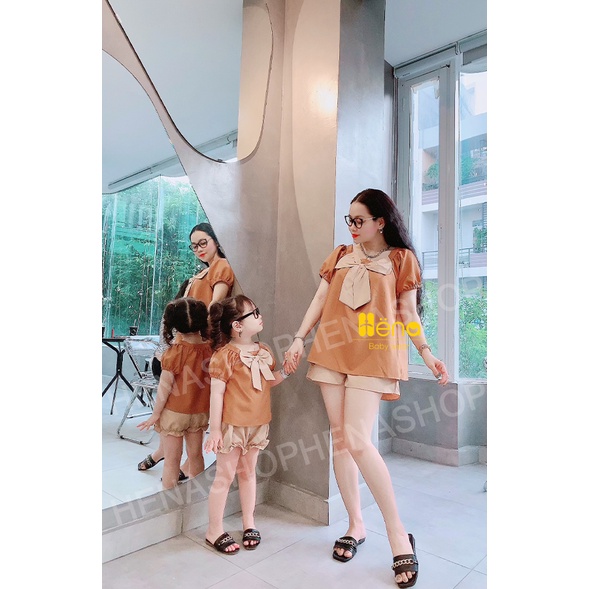 Set đồ đôi Mẹ và Bé gái, đồ bộ mẹ và bé gái _ Bộ quần áo lụa cao cấp Henashop