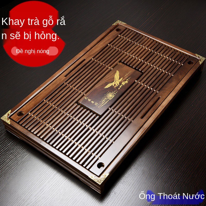 Khay trà gỗ nguyên khối Bộ kung fu gia đình và bàn Đĩa đơn giản Bảo quản thoát nước bằng tre đựng nhỏ