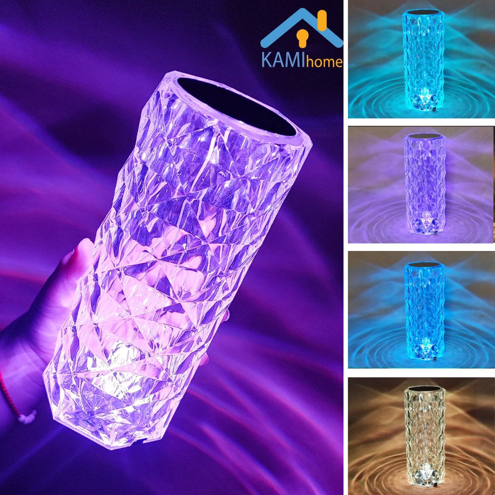 Đèn led trang trí phòng ngủ và bàn tiệc cảm ứng pin sạc tích điện kiểu đèn pha lê để bàn KM 26013