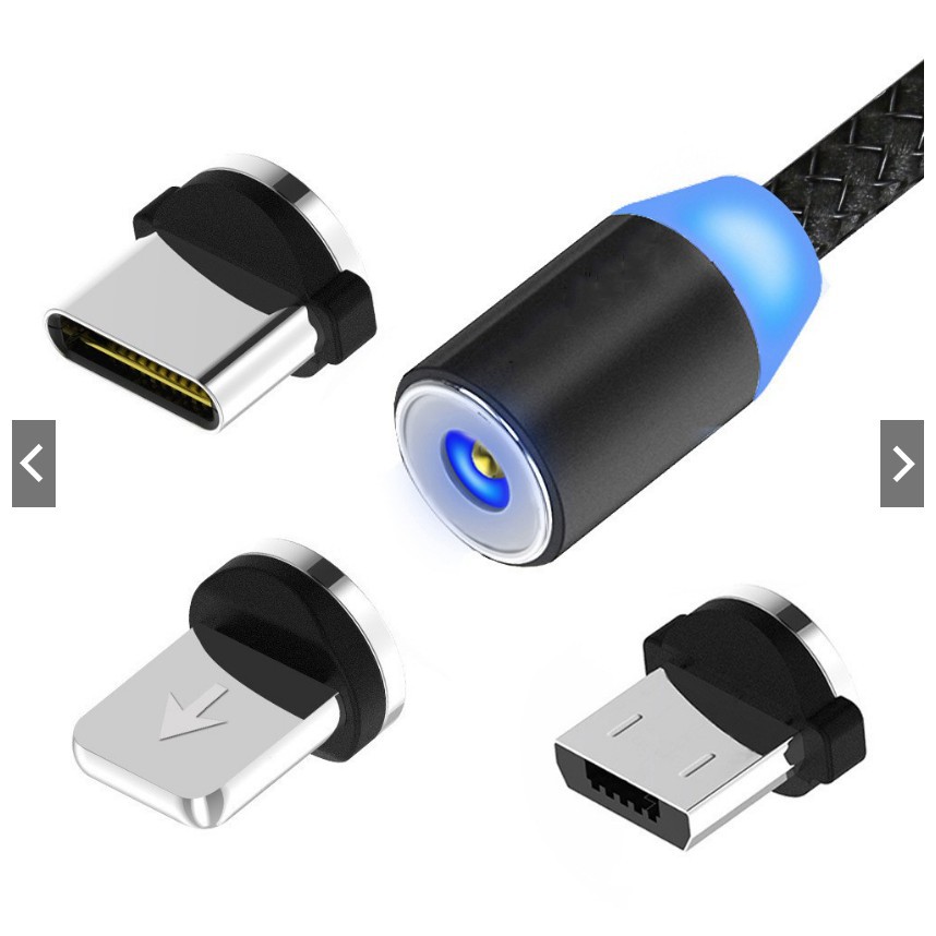 Cáp sạc nam châm bộ có 3 đầu sạc , cổng micro USB, Lightning, Type C, sạc nhanh