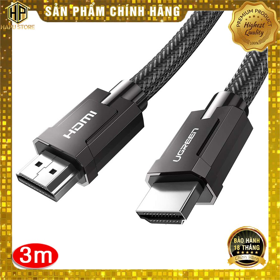 [Mã ELHACE giảm 4% đơn 300K] Cáp HDMI 2.1 Ugreen 80602 dài 3M độ phân giải 8K/60Hz chính hãng - Hapustore