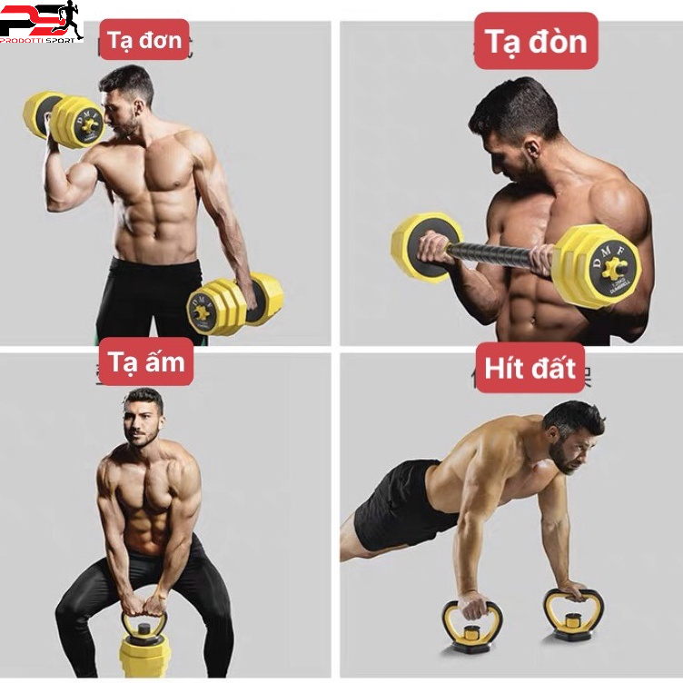 Bộ Tạ tay Hỗn Hợp Sắt 20-30-40KG  kết hợp tạ đẩy, tạ nam nữ tập gym thon tay