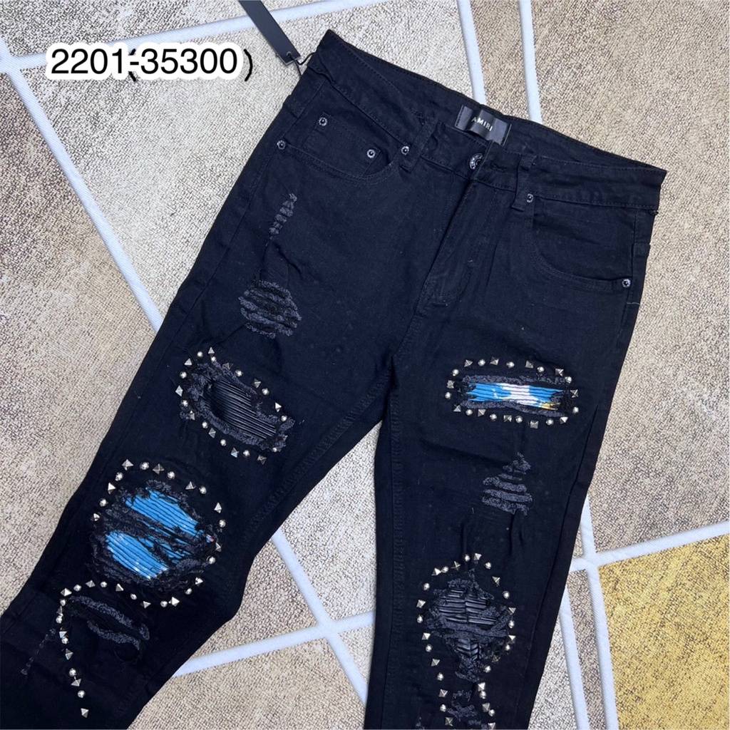 Quần Jean A.mi.ri nam rách đính đá - Quần Jean Nam Hàng cao cấp