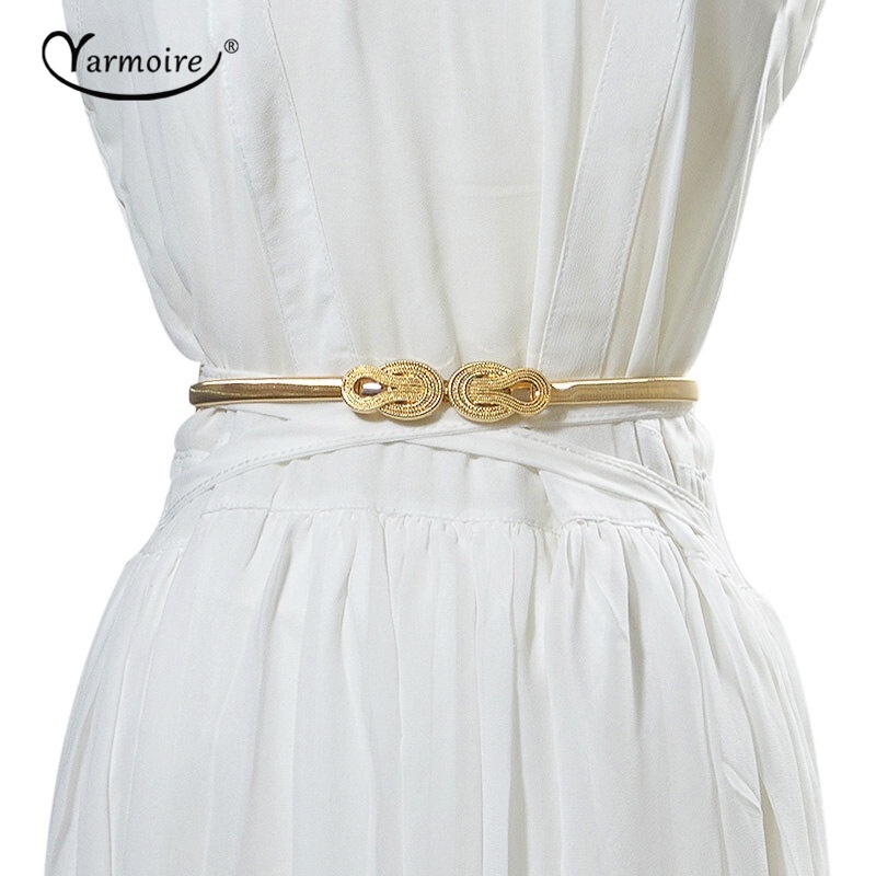 Thắt Lưng Mỏng Co Giãn Điều Chỉnh Được Phối Dây Xích Sang Trọng Cho Nữ