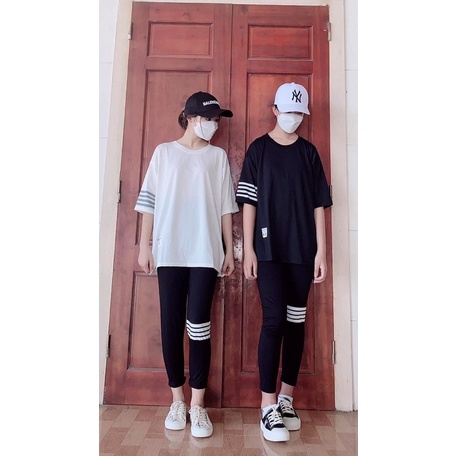Quần leging vạch lưng cạp cao dài dáng thun ôm bó