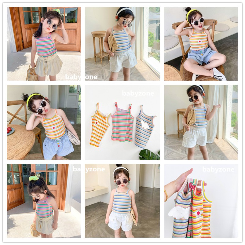 Summer Baby Girls Sleeveless Cute Rainbow Striped Vest