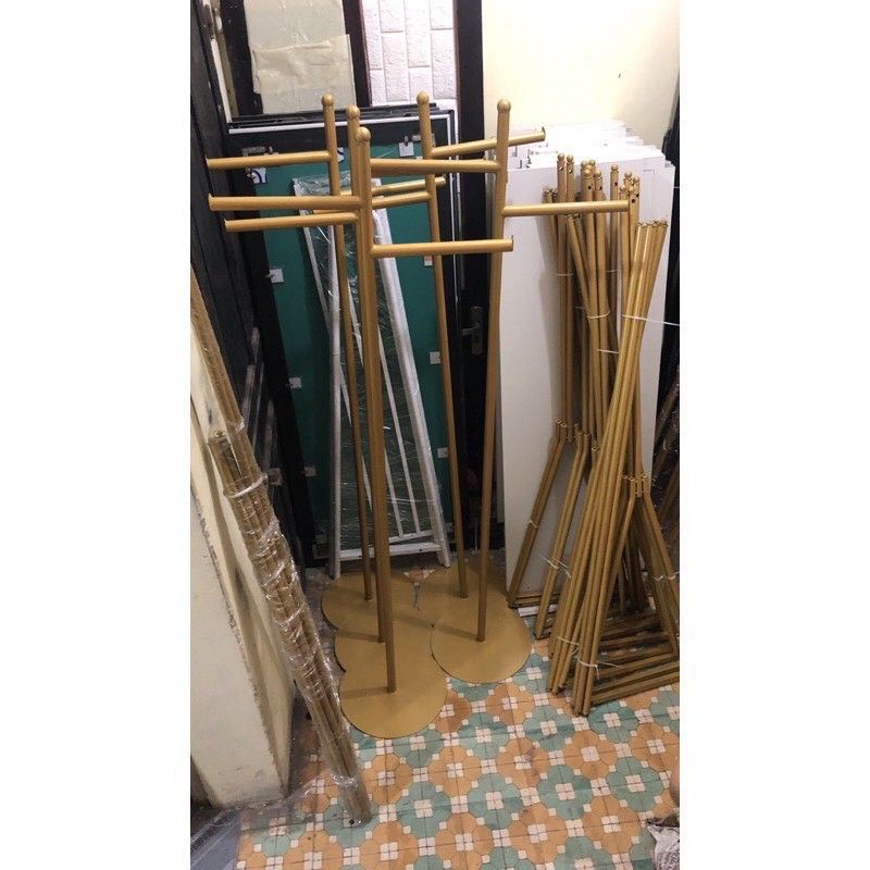 Kệ treo quần áo - khung giá kệ treo mẫu livestream, chụp hình kiểu dáng 2 tầng mạ vàng sang chảnh, gọn nhẹ cao 1m6