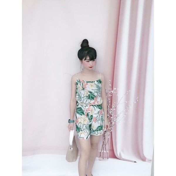 Sét áo 2s hoa lá đi biển mix quần short siêu xinh (kèm ảnh thật )