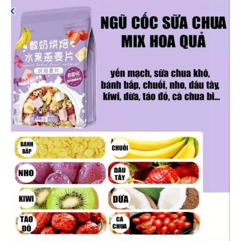 [ CÓ SẴN ] Ngũ cốc sữa chua giảm cân mix hoa quả sấy _Túi 400g