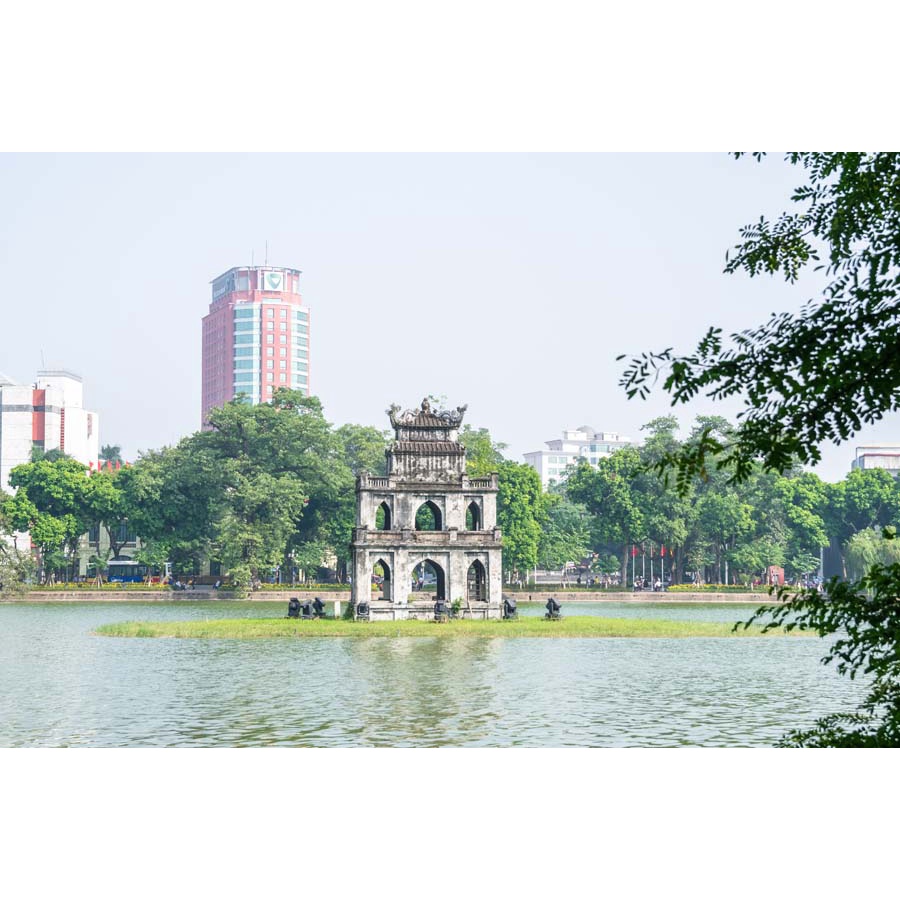 Tranh lụa 3D Dán Tường trà tranh, trà sữa phong cách địa danh nổi tiếng Hà Nội cầu Long Biên, bút tháp, tháp rùađẳng cấp