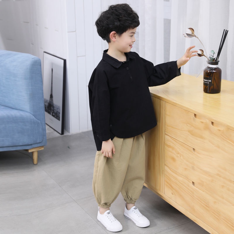 Bộ áo sơ mi tay dài và quần dài thời trang cho bé trai