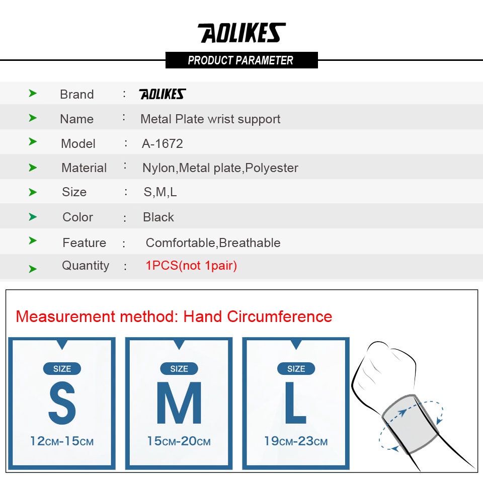 Aolikes 1 Miếng Nẹp Khớp Cổ Tay Trái / Phải Hỗ Trợ Giấc Ngủ