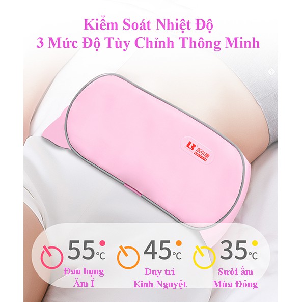 Đai massage bụng hồng ngoại giảm đau kỳ kinh ngày đèn đỏ kèm pin sạc cổng usb không dây tiện lợi