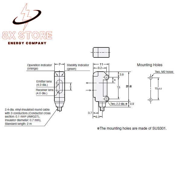 Cảm biến quang Omron E3T-SL11 2M