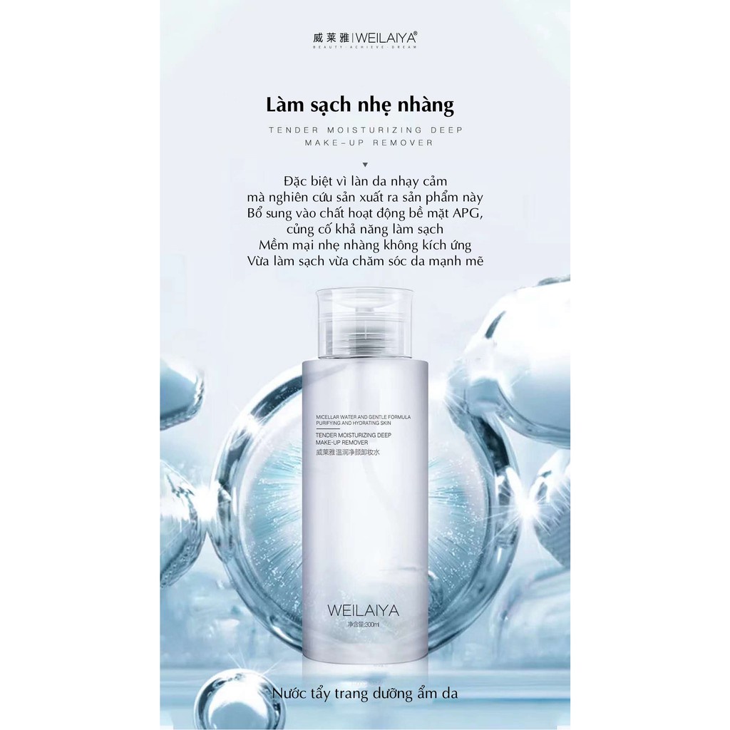 Nước Tẩy Trang Không Cồn Thảo Mộc Weilaiya Chính Hãng Tẩy Sạch Sành Sanh Makeup Kể Cả WaterProof Hợp Với Da Nhạy Cảm | BigBuy360 - bigbuy360.vn