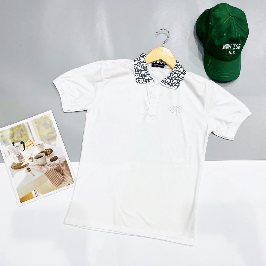Áo Thun Nam Cổ Bẻ Logo Thêu CD Chất Cotton Tici Mềm Mát Thiết Kế Sành Điệu Cá Tính Thời Trang Hot Trend Mới