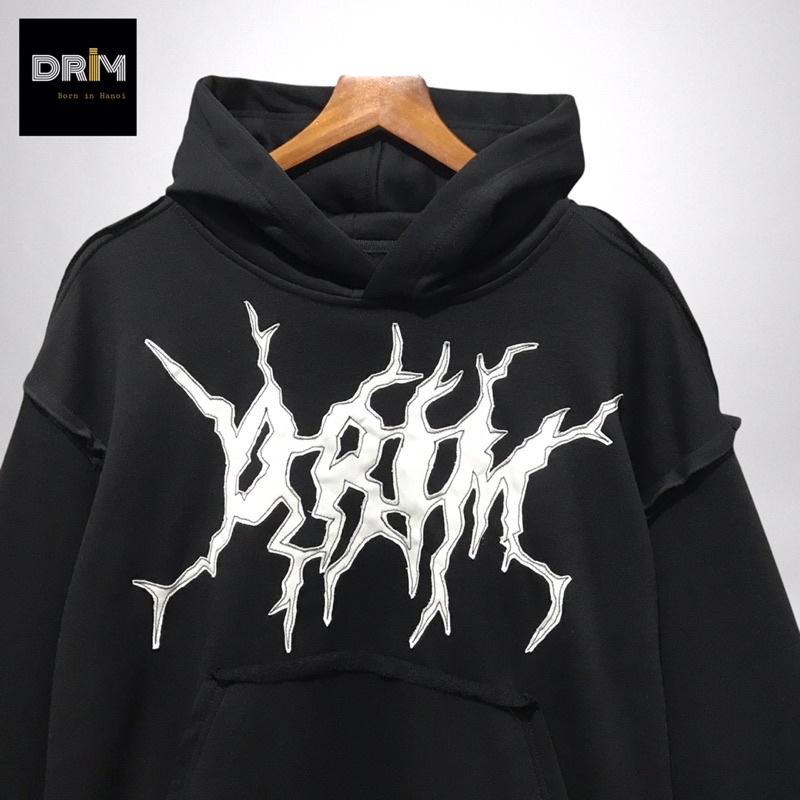 Áo hoodie local brand chính hãng hoodie unisex nam nữ form rộng Drim Hoodie Linghting đen ngươc