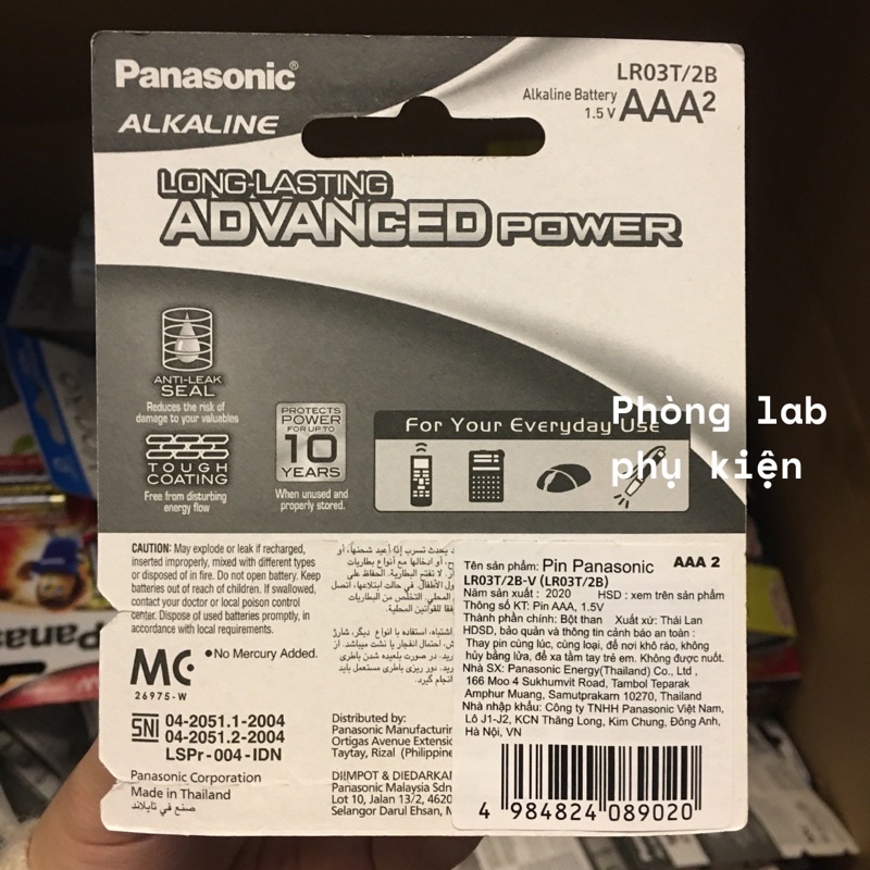 Pin AA/AAA Panasonic Alkaline cao cấp, Xả pin chậm, Không chảy nước