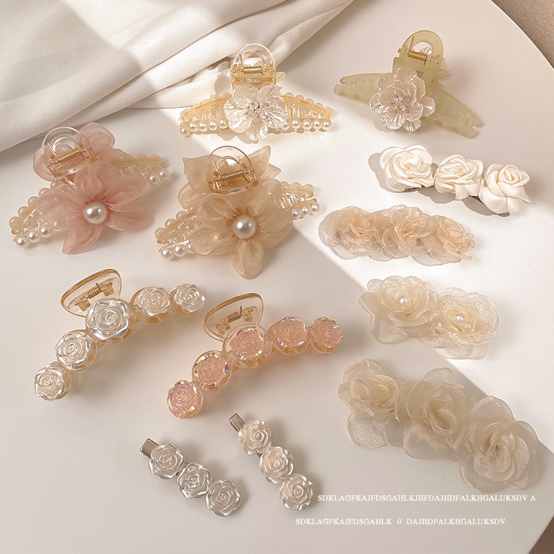 Kẹp Tóc Hình Cá Mập Đính Hoa Trà Thời Trang