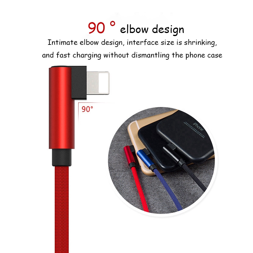 Dây cáp sạc nhanh đầu cong 90 độ dành cho ip