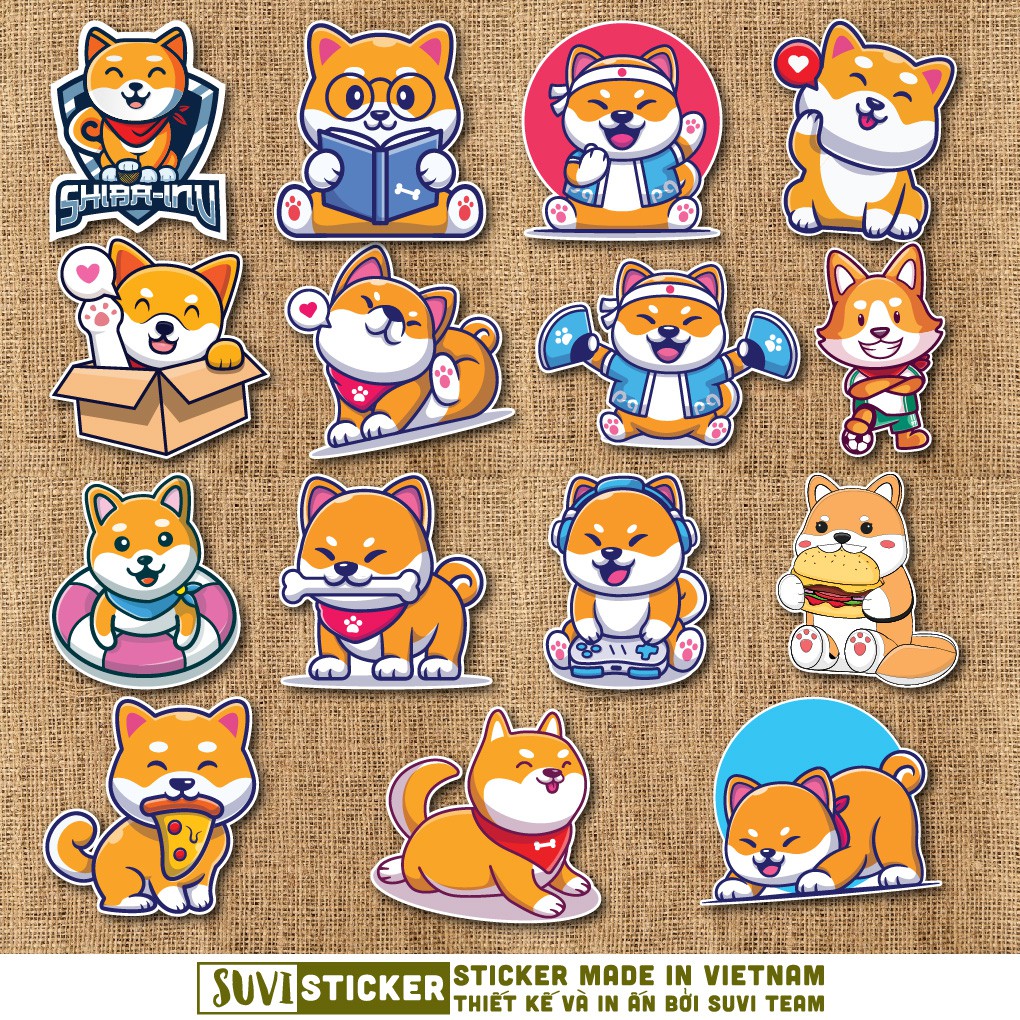50 Sticker Cute Shiba chống nước sticker dán laptop, điện thoại, đàn guitar, mũ bảo hiểm, vali. MSP: A24