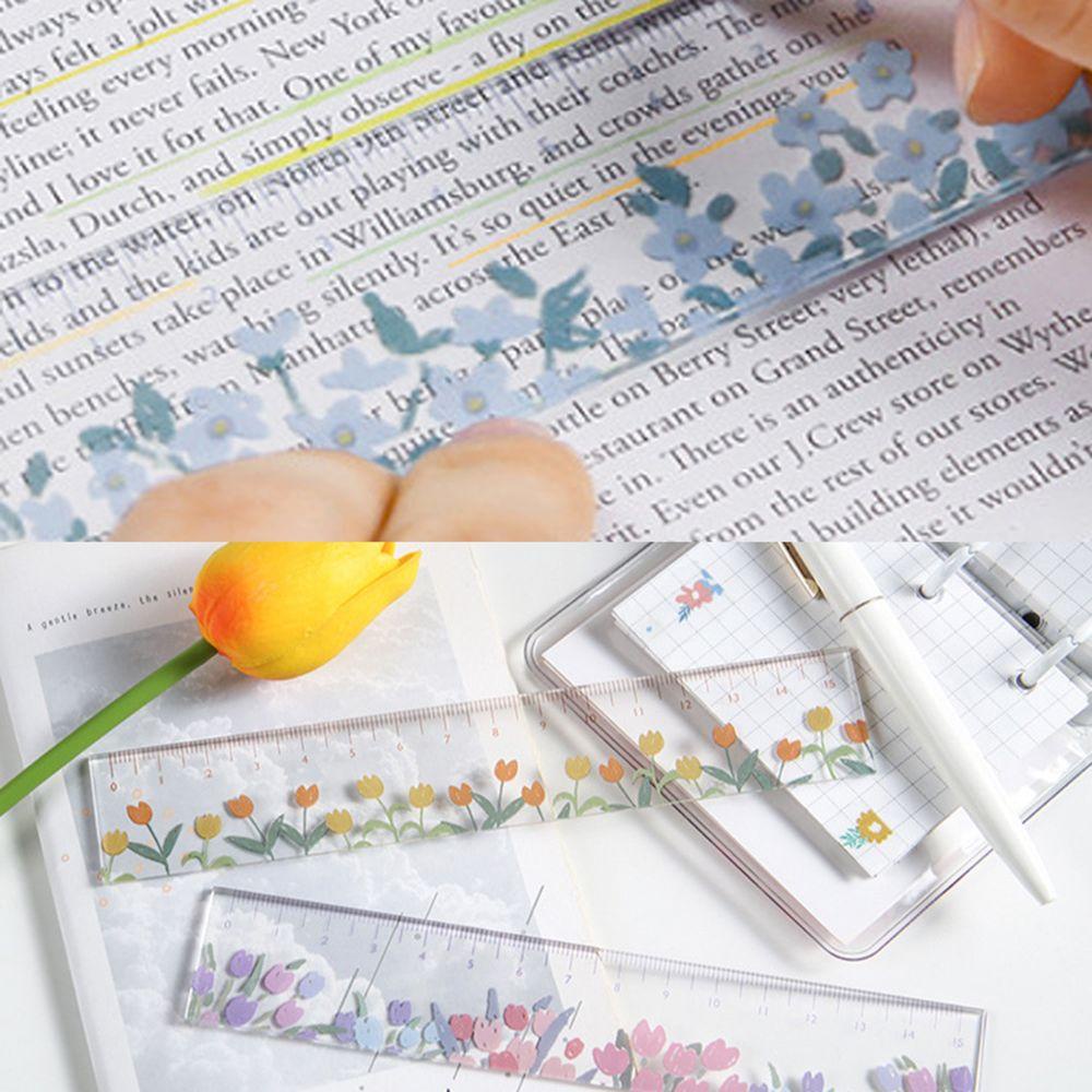 CHOOKEY Thước Kẻ Bằng Acrylic Trong Suốt Hình Hoa Dễ Thương Sáng Tạo