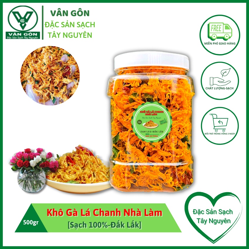 Khô gà lá chanh nhà làm-500gr-Đặc Sản Sạch Tây Nguyên-VÂN GÔN-ĐẮKLẮK-VG35
