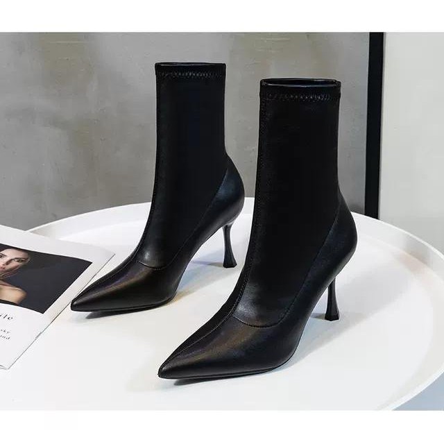 Giày boot nữ cổ cao gót mảnh cao cấp - Boot cao gót 8cm - Boot nữ da mềm gồm 3 màu - Boot cao cấp nữ - Linus LN228