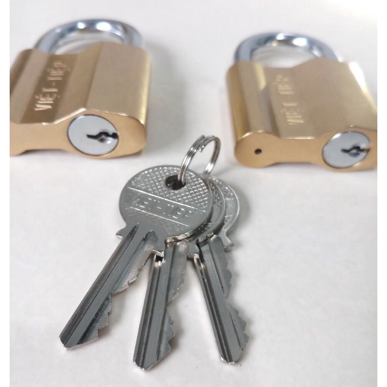 Combo 2 ổ khóa việt tiệp dùng chung 1 chìa ( loại 5 phân , khóa giữ chìa , gồm 3 chìa sơ cua )