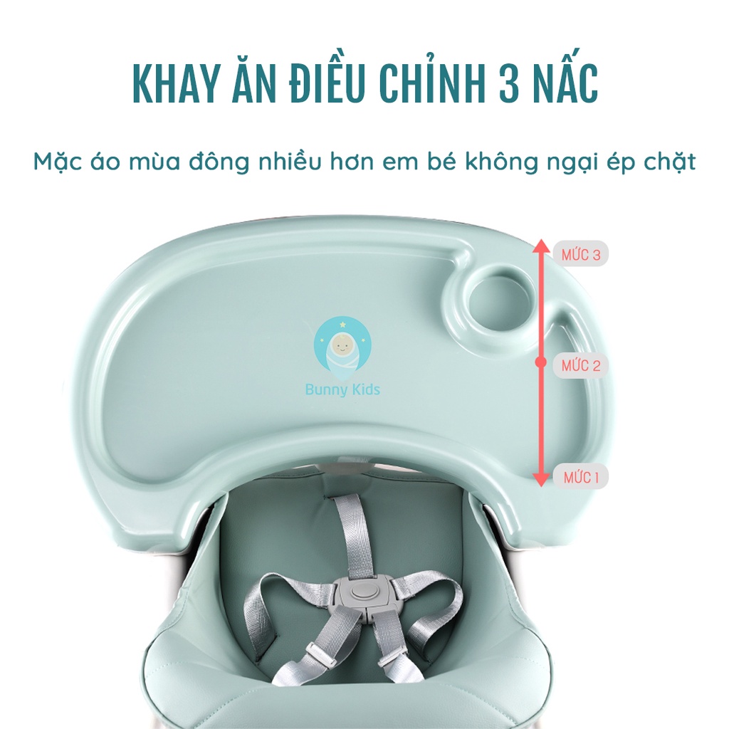 Ghế Ăn Dặm Thay Đổi Được Độ Cao FULL Phụ Kiện, Có Đệm, Điều Chỉnh Độ Cao Dành Cho Bé