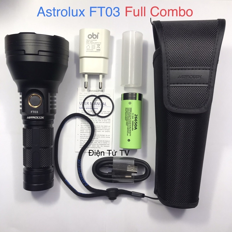 Đèn pin Astrolux FT03 Chiếu Xa 1200M SFT40 SST40 / XHP50.2 Max 2400 /4300 Lumen Sạc USB-C Pin 26650 Ui NarsilM 1.3