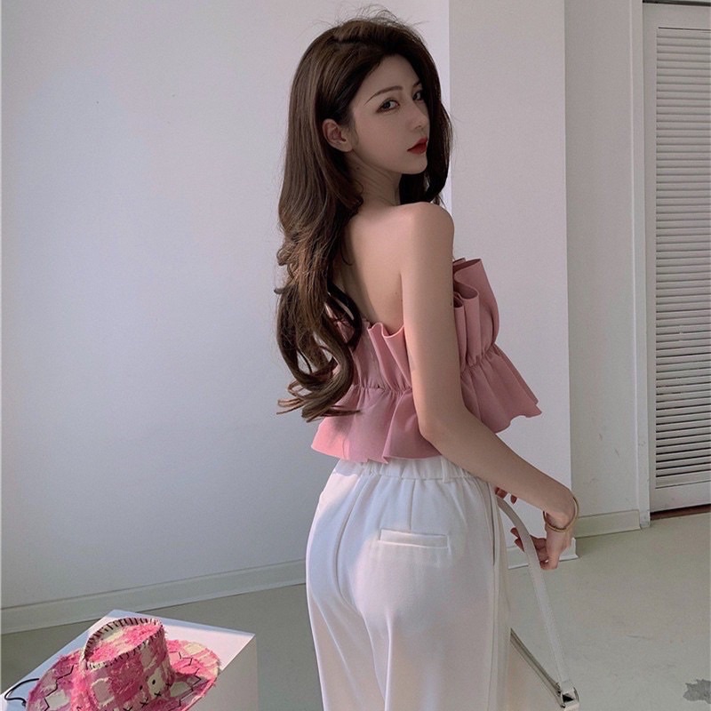 Áo ống croptop xếp ly Ulzzang(sẵn)