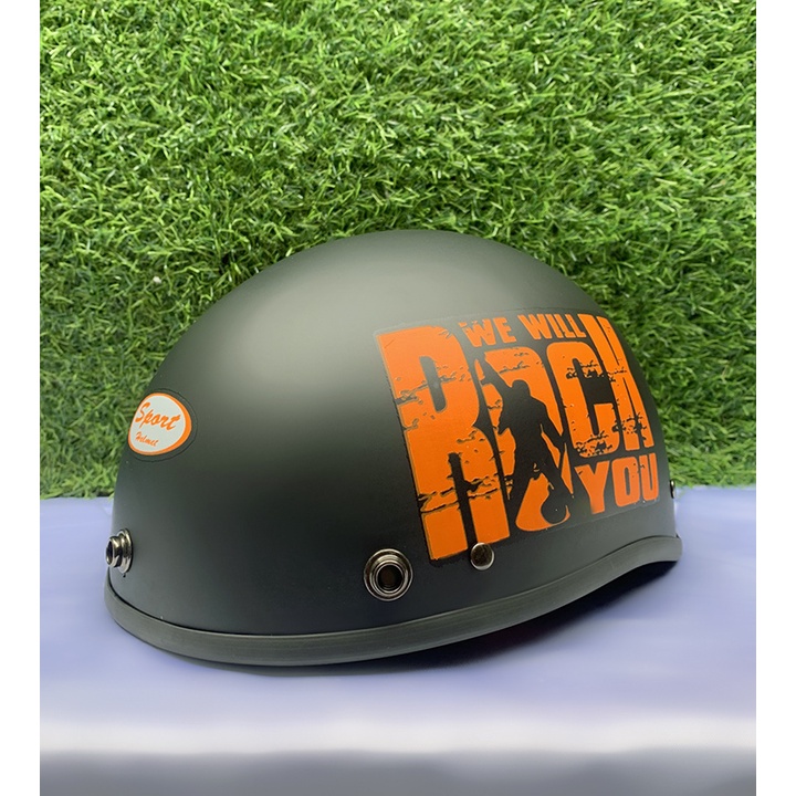 Mũ bảo hiểm nửa đầu 1/2 tem We will rock - Nón Bảo Hiểm Đi Xe Máy An Toàn Đạt Chuẩn