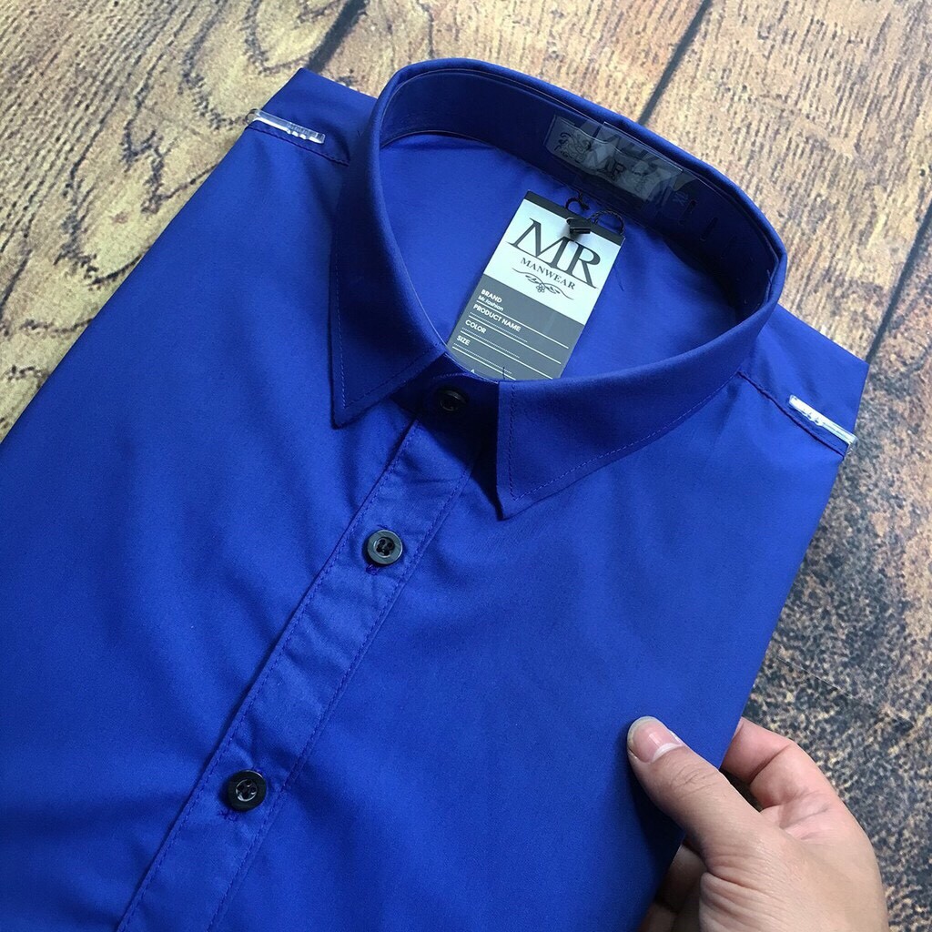 Áo sơ mi nam hàn quốc dài tay body màu xanh coban, cam kết hàng như ảnh | BigBuy360 - bigbuy360.vn