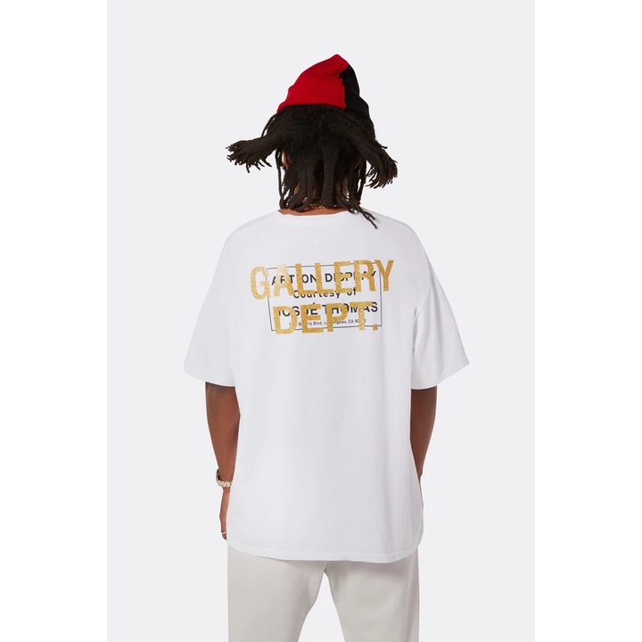 GALLERY DEPT European and American trend abstract oil painting back gold powder letter printing wash water retro casual couple short-sleeved T-shirt