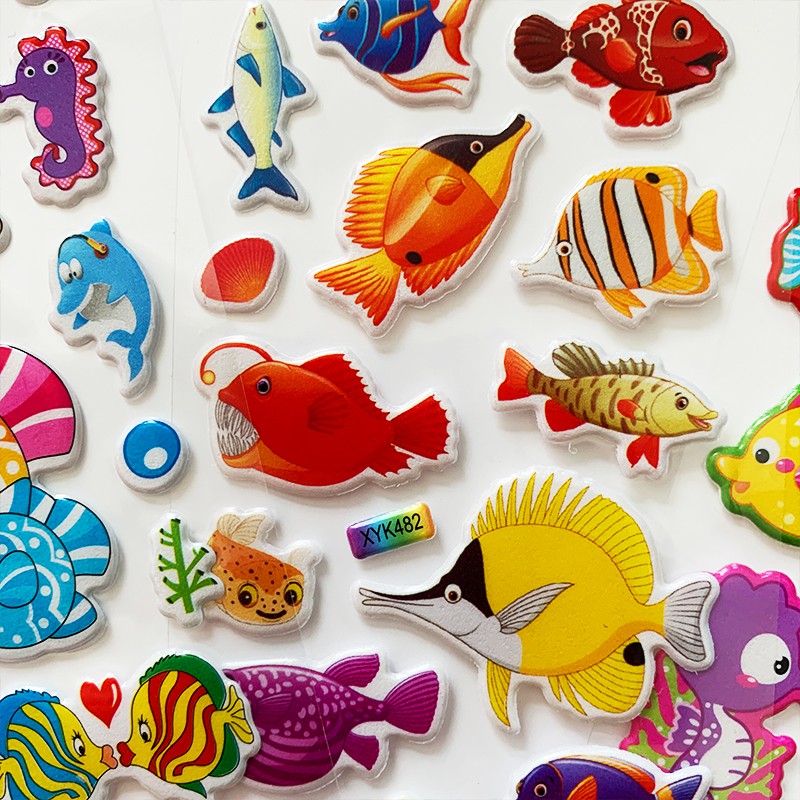 STA Hình dán nổi 3D PVC hình cá hoạt hình dán tường làm đồ chơi trẻ em / phần thưởng học tập / quà sinh nhật
