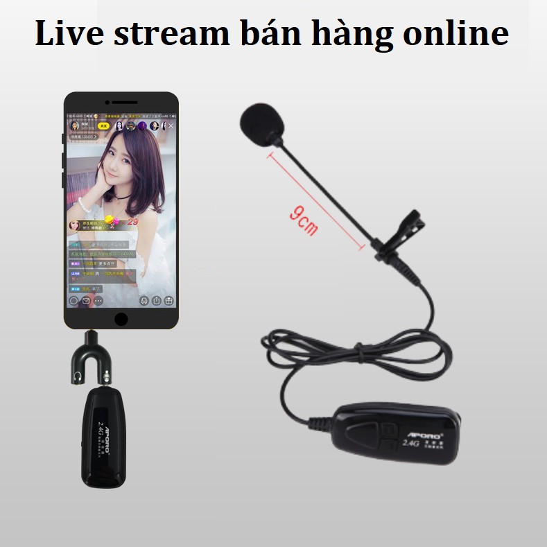 [CHÍNH HÃNG] Micro cài áo không dây sóng 2.4G, mic Live Stream bán hàng Online